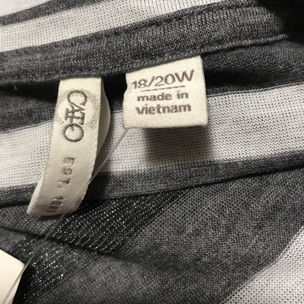 Cato Gray and White Striped Scoop Neck Women's Top - Picture 7 of 7
